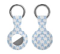 Prostate Cancer Awareness Blue Ribbons Compatible for AirTag Holder with Keychain Silicone Protective Case Cover 1PCS