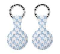 Prostate Cancer Awareness Blue Ribbons Compatible for AirTag Holder with Keychain Silicone Protective Case Cover 2PCS