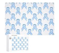Prostate Cancer Awareness Blue Ribbons Jigsaw Puzzles for Adults 1000 PCS Wooden Puzzle Pictures Photo Wall Art Decor