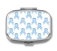 Prostate Cancer Awareness Blue Ribbons Pill Box 2 Compartment Pill Case Decorative Organizer Storage Boxes Holder Cute
