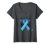 Prostate Cancer Awareness: Fighting for The Men We Love V-Neck T-Shirt, Women, Dark Heather Grey, L