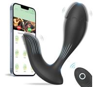 Prostate Massager Sex Toys Anal Plug Vibrating Butt Plug P Spot Male Vibrator APP Remote Control Dildo Vibrator with 10 Vibrating Modes 3-in-1 G Spot Clitoral Stimulator for Women Men Couples (Black)