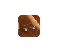PROSTEEL Anklets for Women, Silver Adjustable Waterproof Beaded Ankle Bracelets Double Layered Foot Chain Hypoallergenic 316L Stainless Steel for Beach Summer Ladies Teen Girls with Gift Box
