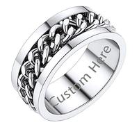 PROSTEEL Big Custom Rings for Men Size U 1/2 Stainless Steel Metal Cuban Link Custom Rings