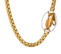 PROSTEEL Chain Man Necklace Gold Plated Venetian Mesh 6mm Box Chain Long Golden 66cm for Men Jewelry Trendy Birthday Gift Christmas Valentine's Day Personalized Name Necklace