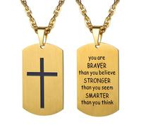 PROSTEEL Cross Necklace for Men, Dog Tag Lord's Prayer Pendant with Adjustable Chain 22-24 Inches Gold Plated 316L Stainless Steel Bible Verse Christian Gifts for Men (with Gift Box)