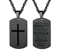PROSTEEL Cross Necklace for Men, Dog Tag Pendant with Adjustable Chain 22-24 Inches Black 316L Stainless Steel Lord's Prayer Bible Verse Christian Gifts for Men (with Gift Box)