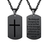 PROSTEEL Cross Necklace for Men, Lord's Prayer Dog Tag Pendant with Adjustable Chain 22-24 Inches 316L Stainless Steel Bible Verse Christian Gifts for Men (with Gift Box)