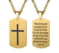 PROSTEEL Cross Necklace for Men, Lord's Prayer Dog Tag Pendant with Adjustable Chain 22-24 Inches 316L Stainless Steel Bible Verse Christian Gifts for Men (with Gift Box)