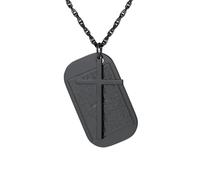 PROSTEEL Cross Necklace for Men, Lord's Prayer Dog Tag Pendant with Adjustable Chain 22-24 Inches Black 316L Stainless Steel Bible Verse Christian Gifts for Men (with Gift Box)