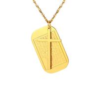 PROSTEEL Cross Necklace for Men, Lord's Prayer Dog Tag Pendant with Adjustable Chain 22-24 Inches Gold Plated 316L Stainless Steel Bible Verse Christian Gifts for Men (with Gift Box)