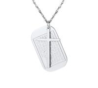 PROSTEEL Cross Necklace for Men, Lord's Prayer Dog Tag Pendant with Adjustable Chain 22-24 Inches Silver 316L Stainless Steel Bible Verse Christian Gifts for Men (with Gift Box)