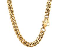PROSTEEL Gold Plated Mens Cuban Chain, 6mm Miami Curb Chunky Necklace, 24 Inches, 316L Stainless Steel (Send Gift Box)