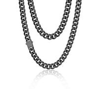 PROSTEEL Men Cuban Chain Necklace with Sturdy Clasp 12mm Width 20 Inch Length Chunky Necklace black 316L Stainless Steel Hip Hop Jewellery (Send Box)