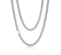 PROSTEEL Men Cuban Chain Necklace with Sturdy Clasp 6mm Width 28 Inch Length Chunky Necklace Silver 316L Stainless Steel Hip Hop Jewellery (Send Box)
