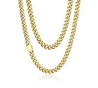 PROSTEEL Men Cuban Chain Necklace with Sturdy Clasp 9mm Width 20 Inch Length Chunky Necklace gold plated 316L Stainless Steel Hip Hop Jewellery (Send Box)