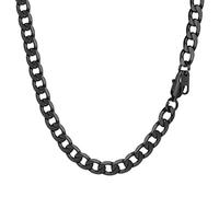 PROSTEEL Mens Cuban Chain Necklace, Curb Link Chains Black, 6mm Width, 26 Inches, Hip Hop Jewellery -Send Gift Box
