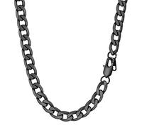 PROSTEEL Mens Cuban Chain Necklace, Curb Link Chains Black, 9mm Width, 24 Inches, Hip Hop Jewellery -Send Gift Box