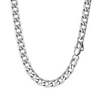 PROSTEEL Mens Cuban Chain Necklace, Curb Link Chains Silver/Gold Plated, 4mm/6mm/9mm/13mm Width, 18"-30" Inches, Hip Hop Jewellery -Send Gift Box