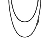 PROSTEEL Mens Leather Necklace Cord - 3mm Width Braided Waxed Waterproof Rope Chain for Pendant with Black Stainless Steel Clasp, 26 Inches Length (with Gift Box)