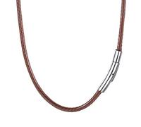 PROSTEEL Mens Leather Necklace Cord - 3mm Width Brown Braided Waxed Waterproof Rope Chain for Pendant with Stainless Steel Clasp, 30" Inches Length (with Gift Box)