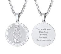 PROSTEEL Personalised St Christopher Pendant for Men with Chain Traveller's Prayer Gift