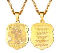 PROSTEEL Saint Michael Necklace for Men, St Michael Angel Pendant Chain, Personalised Engrave Custom Catholic Protection Jewellery Silver/Gold/Black (With Gift Box)