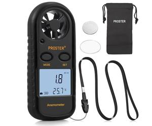 Proster Anemometer Digital LCD Wind Speed Meter Gauge Air Flow Velocity Measurement Thermometer with Backlight for RC Drones Helicopter Windsurfing Kite Flying Sailing Surfing Fishing Etc