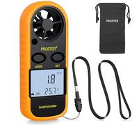 Proster Anemometer - Handheld Wind Speed Meter with Backlight LCD Wind Gauge Wind Air Flow Velocity Measure Speed and Temperature for RC Drones Windsurfing Kite Flying Sailing with Storage Bag