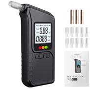 Proster Breathalysers - Alcohol Breathalyzer Tester UK with Dual Sensors, 3-Colour Visual Indicator & Sound Alert Home Breathalyser Kit Breath Analyzer with 10 Mouthpieces for Personal, Drivers