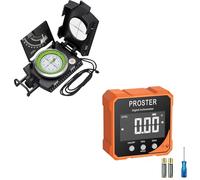 Proster Compass Hiking with Clinometer + Digital Angle Finder Inclinometer with Strong Magnetic Base, IP54 Waterproof & LCD VA Display