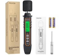 Proster Decibel Meter - Decibel Sound Meter 30dB to 130dB with Temperature Measurement, A-Weighted, MAX/MIN, Fast/Slow, Data Hold, Portable Decibel Reader for Home, Office, Factory