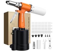 Proster Heavy Duty Pneumatic Air Rivet Gun Kit - 1408KGF Pulling Force 2.4-4.8mm 3/16" 3/32" 1/8" 5/32" Capacity Air Riveter for Automotive Repair, Garage, Metalwork & DIY, Includes 500PCS Rivets