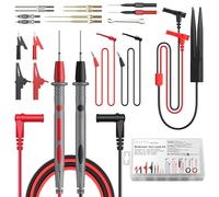 Proster Multimeter Leads - 24 in 1 Multimeter Test Leads with Replaceable Gold-Plated Test Probes Alligator Clips Test Hooks Piercing Clip SMD Test Tweezer Multi Meter Lead Set with Stroge Box
