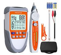 Proster Network Cable Tester with POE Voltage Test - RJ45 Tester Wire Tracker Cable Finder for RJ45 CAT5/CAT5e/CAT6/CAT7/CAT8 LAN Ethernet Tracer Tool with LED Flashlight, LCD Display & Storage Bag