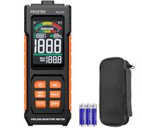 Proster Pinless Damp Meter for Walls - Wood Moisture Meter with Tri-Colour Bar Chart & Visual & Sound Alerts Non-Invasive Moisture Detector for Drywall Masonry Hardwood SoftWood Detects up to 20mm