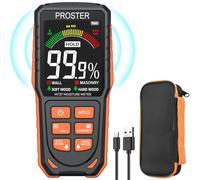 Proster Pinless Damp Meter - Rechargeable Moisture Meter for Walls with LCD Screen Sound Light Alarm Non-Invasive Moisture Detector Detects up to 19mm Dampness Meter for Wall Masonry Hardwood SoftWood