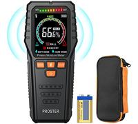 Proster Pinless Moisture Meters - with Backlit LCD Screen Non-Invasive Damp Meter Detects up to 3/4-Inch Below Surface for Non-Destructive Moisture Detection Wallboard Masonry Hardwood and Softwood