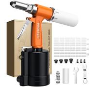 Proster Pneumatic Air Riveter 2.4-4.8mm 3/16" 3/32" 1/8" 5/32" Capacity 1408KGF Pulling Force Pop Rivet Gun Air Rivet Tool with 500PCS Rivets for DIY, Automotive Use