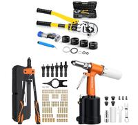 Proster Pneumatic Air Riveter for 2.4-4.8mm 3/16" 3/32" 1/8" 5/32" Capacity+14" Rivet Nut Tool+Hydraulic Crimping Pliers