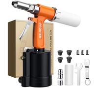 Proster Pneumatic Air Riveter for 2.4-4.8mm 3/16" 3/32" 1/8" 5/32" Capacity 1408KGF Pulling Force Pop Riveter with 4 Types of Nozzles for Automotive, DIY, Workshop, Industrial Use