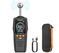 Proster Rechargeable Moisture Meter - Pinless Damp Meter with 2.4 inch Colour LCD Screen Sound Light Alarm 58mm Spherical Probe Damp Detector Detects 5-40 mm Depth for Wood Building Cardboard Concrete
