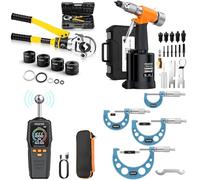 Proster Rechargeable Moisture Meter+Pneumatic Rivet Nut Gun+Outside Micrometer+Hydraulic Crimping Pliers