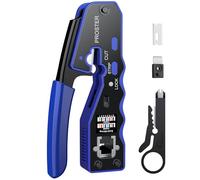 Proster RJ45 Crimp Tool 3-in-1 Ethernet Pass Through for Cat5 Cat6 | 8P8C Crimping Tool with Wire Stripper. Pass Through RJ45 Crimper for RJ45 Cat5/5e Cat6/6a Connectors
