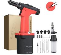 Proster Self-Suction Air Rivet Gun with 360° Air Hose Fitting & 4 Nozzles for 2.4mm, 3.2mm, 4.0mm, 4.8mm 3/16" 3/32" 1/8" 5/32" 1000KGF Pneumatic Hydraulic Air Riveter for Auto Maintenance, Workshop