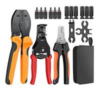 Proster Solar Crimp Tool for 2.5-6.0mm² Cable Crimping Tools Set with Wire Stripper and Cutter 6 Pairs Male Female Connectors PV Wire Crimper with Storage Bag Wrench