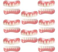 Prosthesis Durable Silicone Dentures Clip-in Veneers Set for Adults - Full Mouth Coverage Teeth, Upper and Lower - Smile Brightening, Stain Gap Concealing, 01, 8PCS
