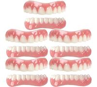 Prosthesis Teeth Durable Silicone Dentures Clip in Veneers Teeth Set False Teeth Upper Lower for Adults Full Mouth Coverage Smile Brightening Stain Gap Concealing,01,5PCS