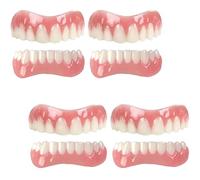 Prosthesis Teeth Durable Silicone Dentures Clip in Veneers Teeth Set False Teeth Upper Lower for Adults Full Mouth Coverage Smile Brightening Stain Gap Concealing,01,4PCS