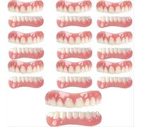 Prosthesis Teeth Durable Silicone Dentures Clip in Veneers Teeth Set False Teeth Upper Lower for Adults Full Mouth Coverage Smile Brightening Stain Gap Concealing,01,10PCS